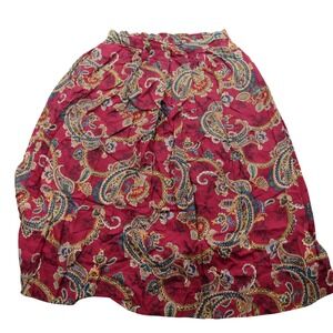 Separate Issue Women's  Red Paisley Print Midi Skirt Elastic Waist Size 11 12